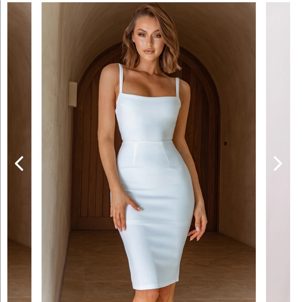 Georgia Square Neckline Midi Dress White